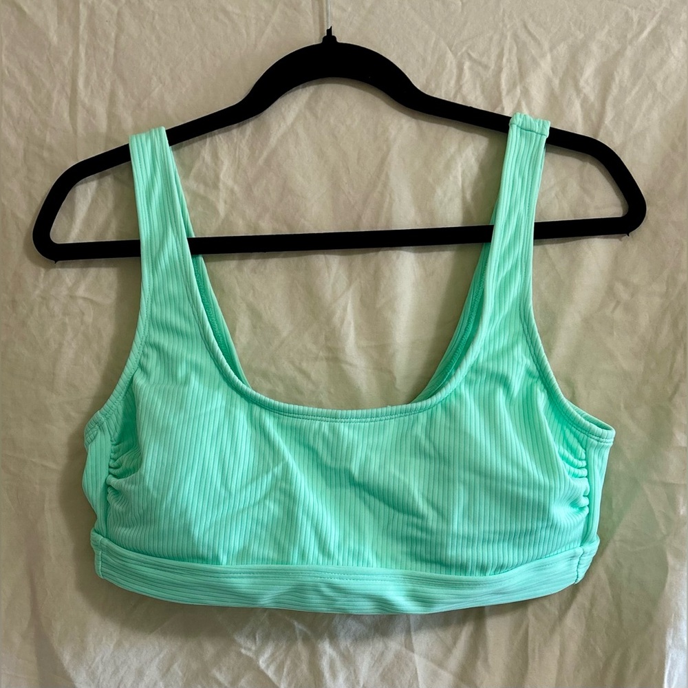 Mint Green Ribbed Women's Swim Top